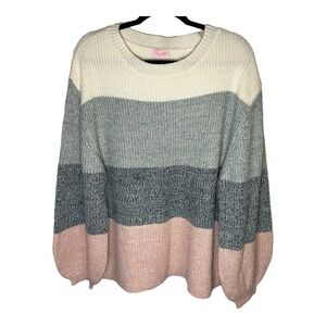 Pink Lily Women's Sweater Stripes Medium